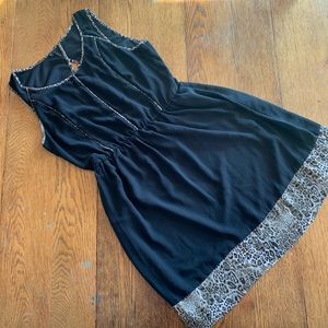 Black dress with leopard print details